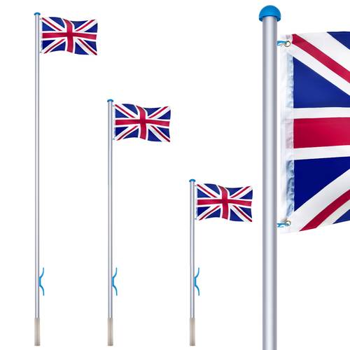 flag pole 6 50 m british flag for garden with cable pull and ground sleeve weather resistant flag pole height adjustable for outdoor use