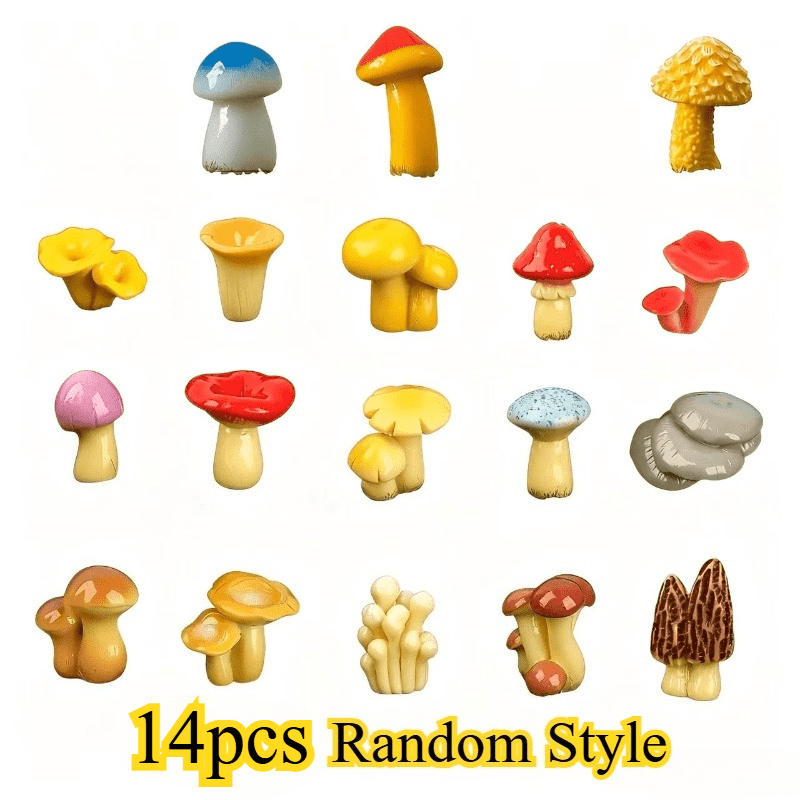 TEMU 14pcs Random Style Micro Landscape Simulation Jungle Model, Moss Micro Landscape Creative Simulation Mushrooms, Bonsai Gardening, Scenery,