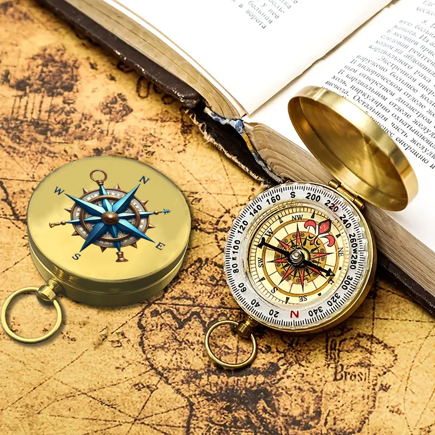 Portable Pocket Compass with Color-Coded Needle for Navigation