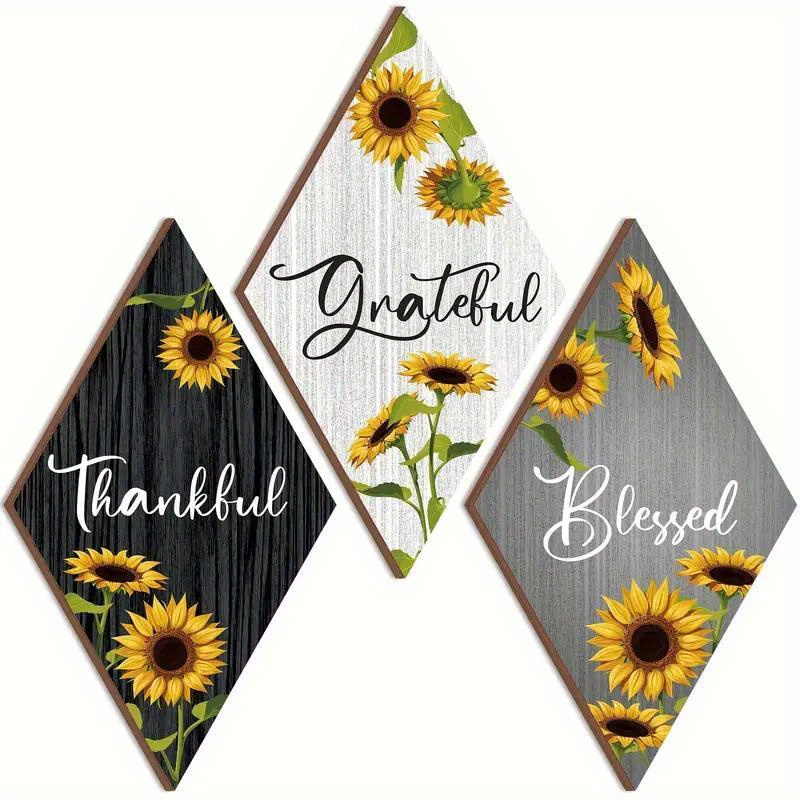 TEMU 2d Flat - 3 Flat Wooden Pieces Featuring Rustic - Adhesive That Nails, Perfect For Expressing Gratitude, Appreciation, And . Ideal For Enhancing