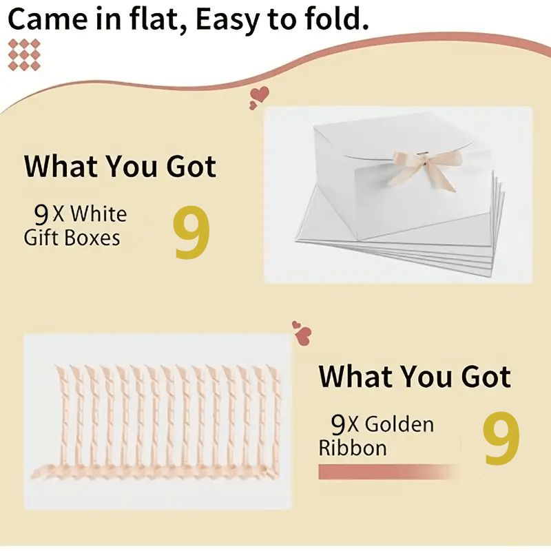 TEMU Gift For Her/him 18 Elegant White Gift Boxes With Ties, Perfectly Suitable For Weddings, Birthdays, And Special Occasions. Includes Ribbon Ties