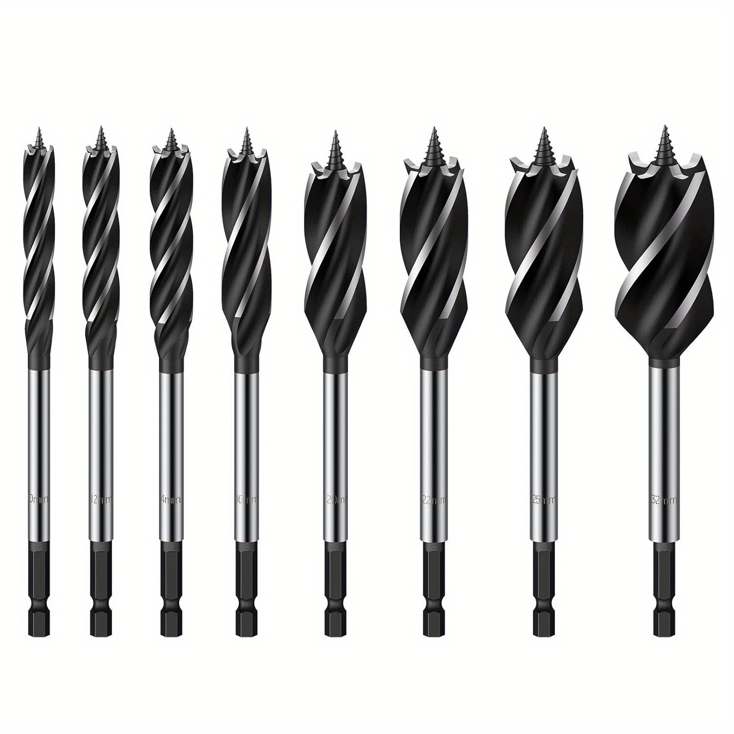 Image of 8pcs Wood Drill Bit Reaming Drill Wood Auger High-carbon Steel Woodworking And Garden Work Drill Bit Set 10mm, 12mm, 14mm, 16mm, 20mm, 22mm, 25mm, 32mm