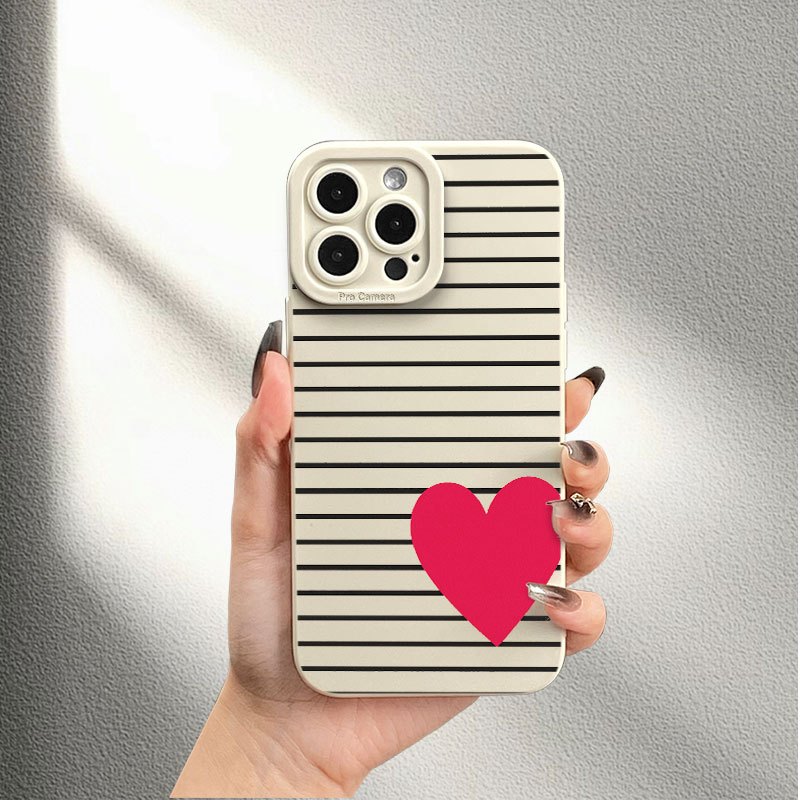 TEMU Striped Heart Pattern Phone Case Is Earthquake Resistant And Drop Resistant, Suitable For Iphone 17/ 17 Pro/ / 11pro/ 11pro Max/ 12pro Max/ 13/