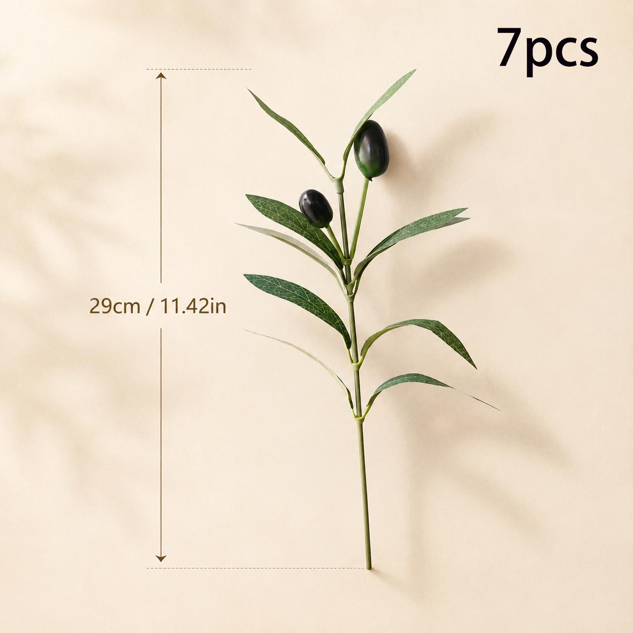 7 Artificial Olive Branches With , Spring Artificial Flowers, Used For Vases, Artificial Olive Branches, Artificial Plants, Green Plant Branches, Eucalyptus Branches, Green Leaves