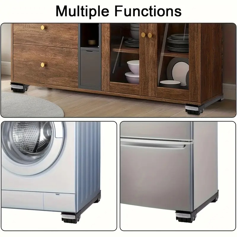 2pcs Household Heavy-Duty Adjustable Mobile Base with Wheels, Appliance Cart, Non-Slip Mat, Stable Load-Bearing Design, Suitable for Refrigerators, Washing Machines, Freezers - Heavy-Duty Metal Structure, for Home And Commercial Use, High-Load Tra