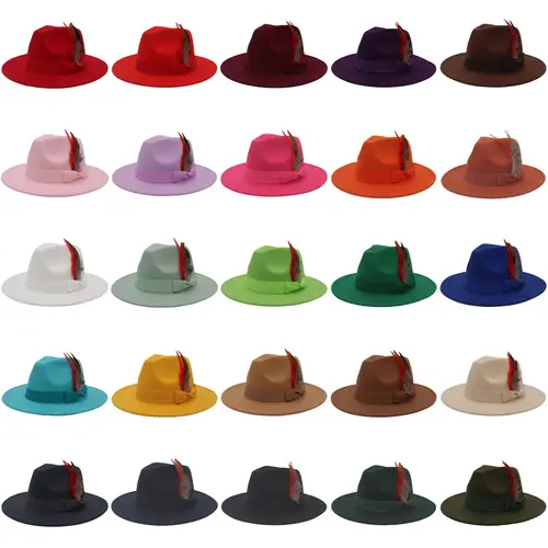 women men feather hat vintage elegant soft wide brim hat fedora hat for casual party