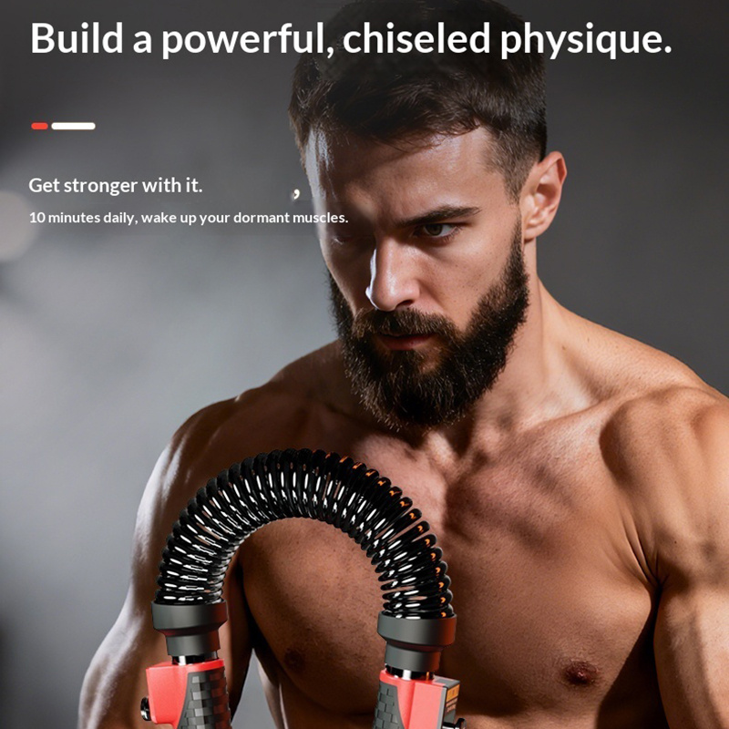 1 PJ Tornado Arm Trainer | 3-Speed Adjustable Chest and Arm Muscle Trainer for Men, Portable Upper Body Exercise Machine for Shoulder and Forearm Strength Training, Red and Orange, ABS Material