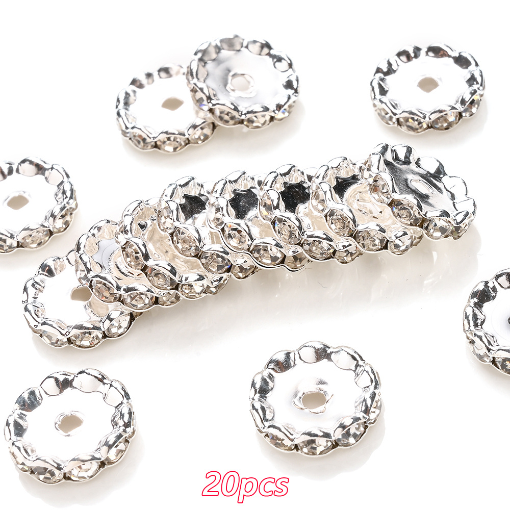 E-shop 20 Stück 15mm Klare Strass-Spacer-Perlen Wellenform Perlen & Perlen-Sortiment für Armband Halskette Ohrring DIY Basteln Schlüsselanhänger