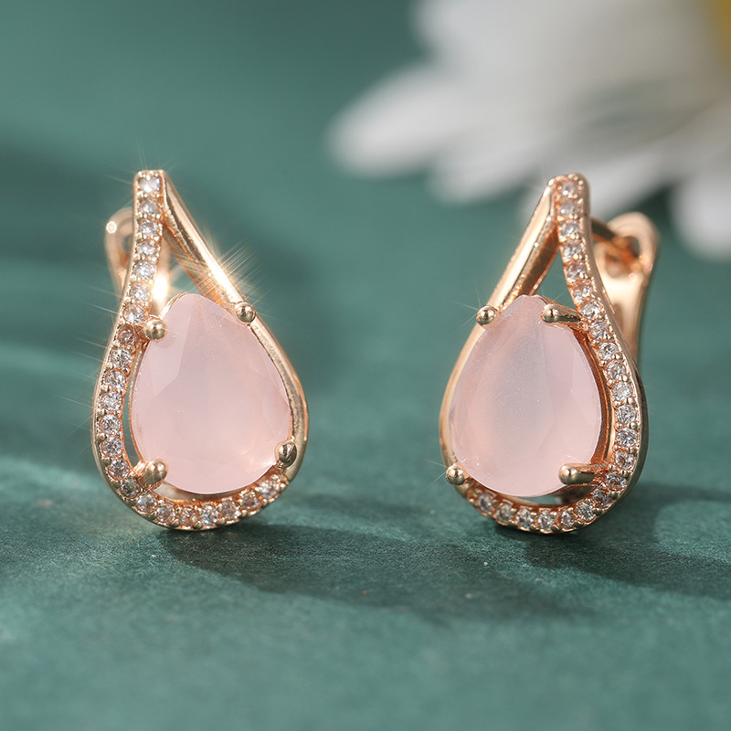 Classic Pink Teardrop-shaped Earrings, Elegant Daily Wear