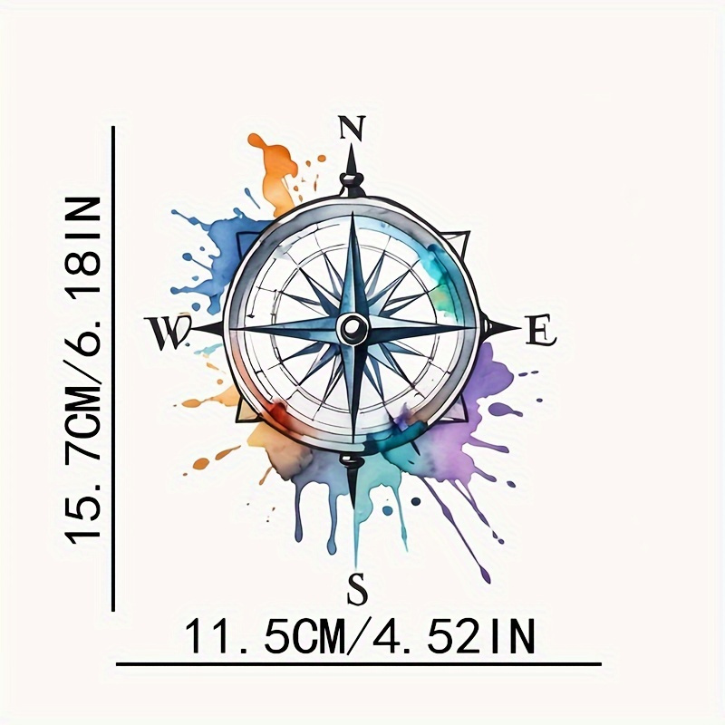 Reflective Compass Vinyl Sticker - Perfect For Campers, Cars, And Motorcycles | Durable Outdoor Adventure Stickers Additions