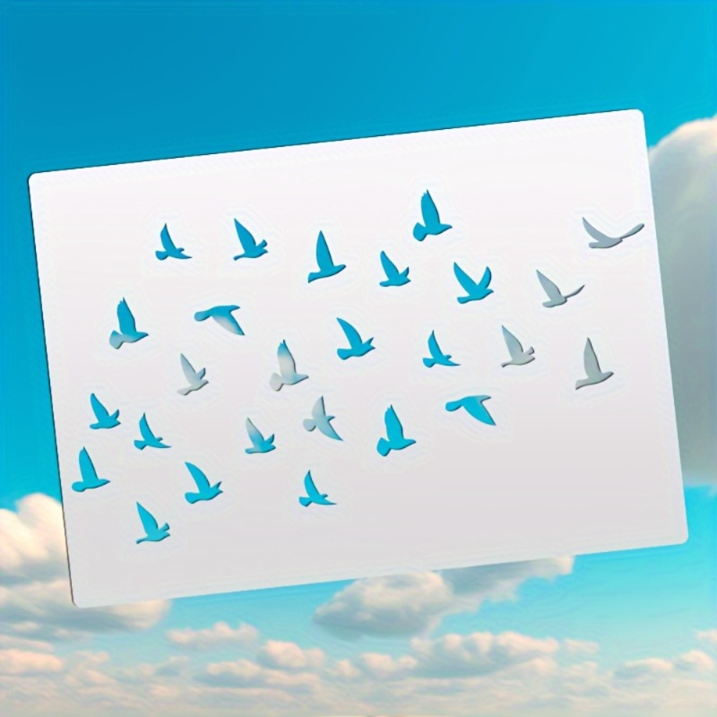 TEMU 1pc Reusable Flying Bird Template For Painting, Flexible Stencil For Wall Art, Furniture, Fabric Transfer, Wood Carving, Home Decor - Durable