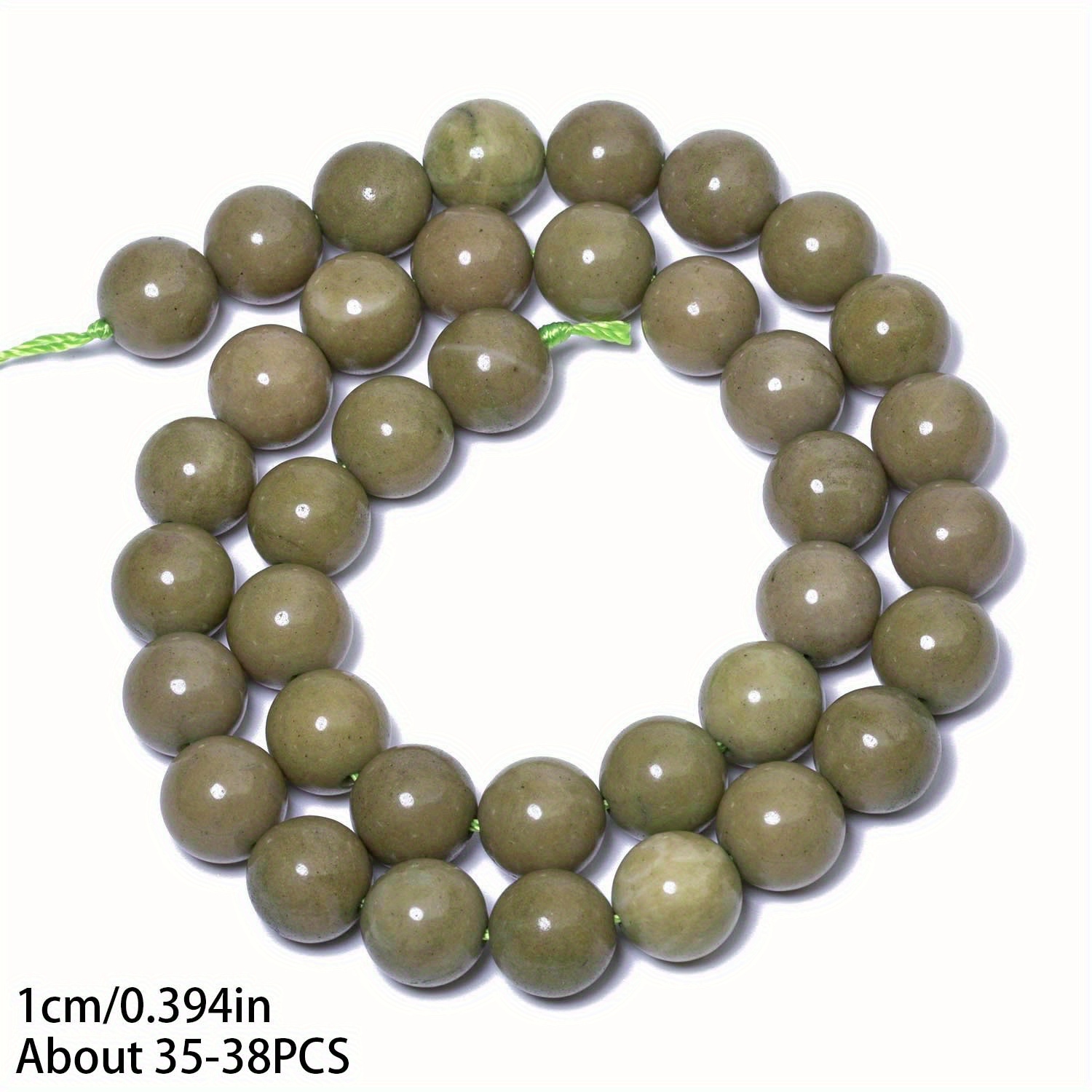TEMU 6mm, 8mm, 10mm Natural Stone Avocado Green Jasper Beads - Glossy Finish, Uniform Round Beads For Making, Necklace, Bracelet, Earrings - Elegant