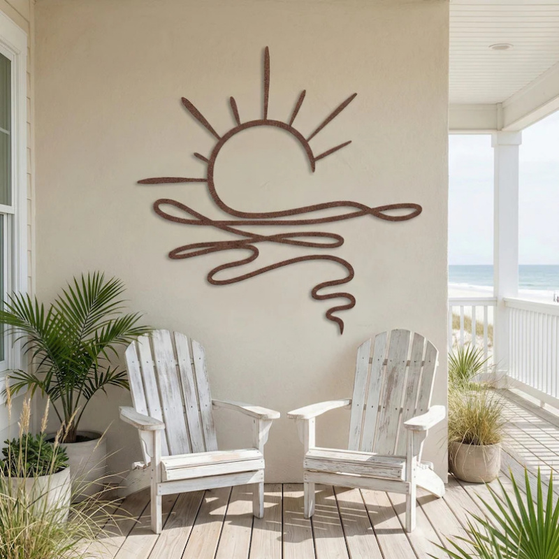  - und  -metall wandkunst meer funkeln  untergang dekor outdoor pool terrasse schild boho  aufgang silhouette strandhaus ozean garten kunst metall wand skulptur wand schild