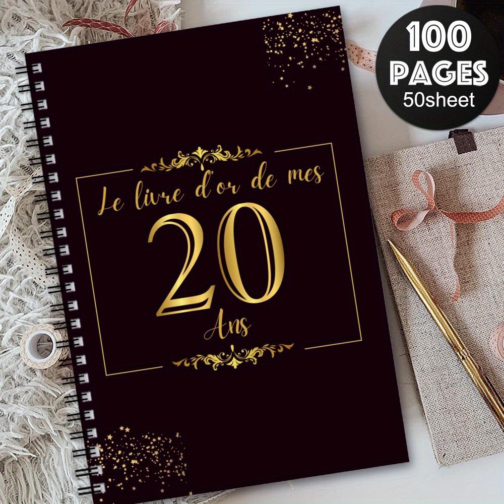 TEMU 1pc Carnet à Spirale Esthétique pour 'Or Français, Journal Souvenir Thème Fleurs pour Événement Spécial, Messages pour et Anniversaire, Livre de