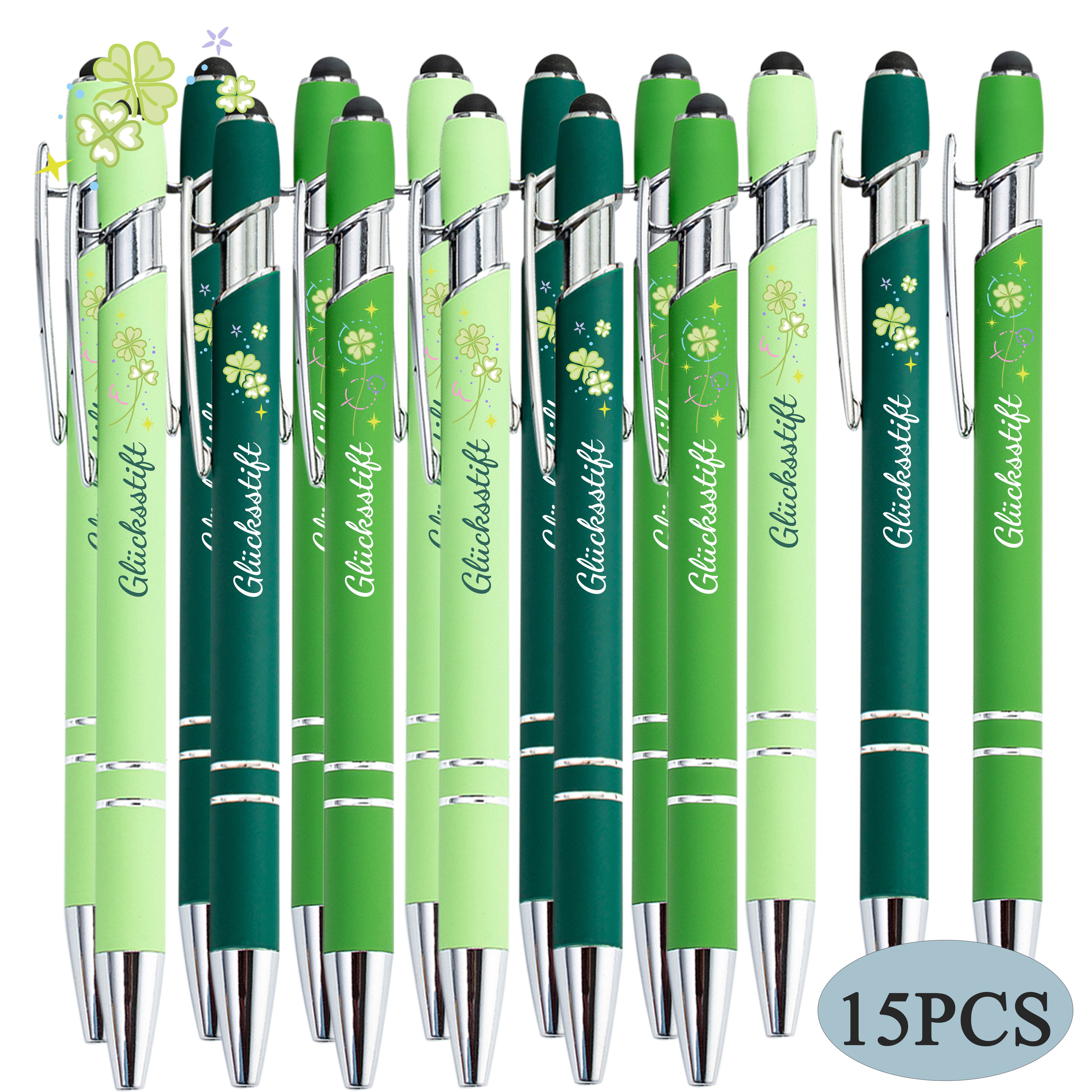 Image of 15pcs Pen Set, Printed With Engraved German Motivational Quotes, Black Ink Metal Ballpoint Pen, Employee Appreciation Pen, Perfect Gift For , Gifts For Staff Volunteer Nurse