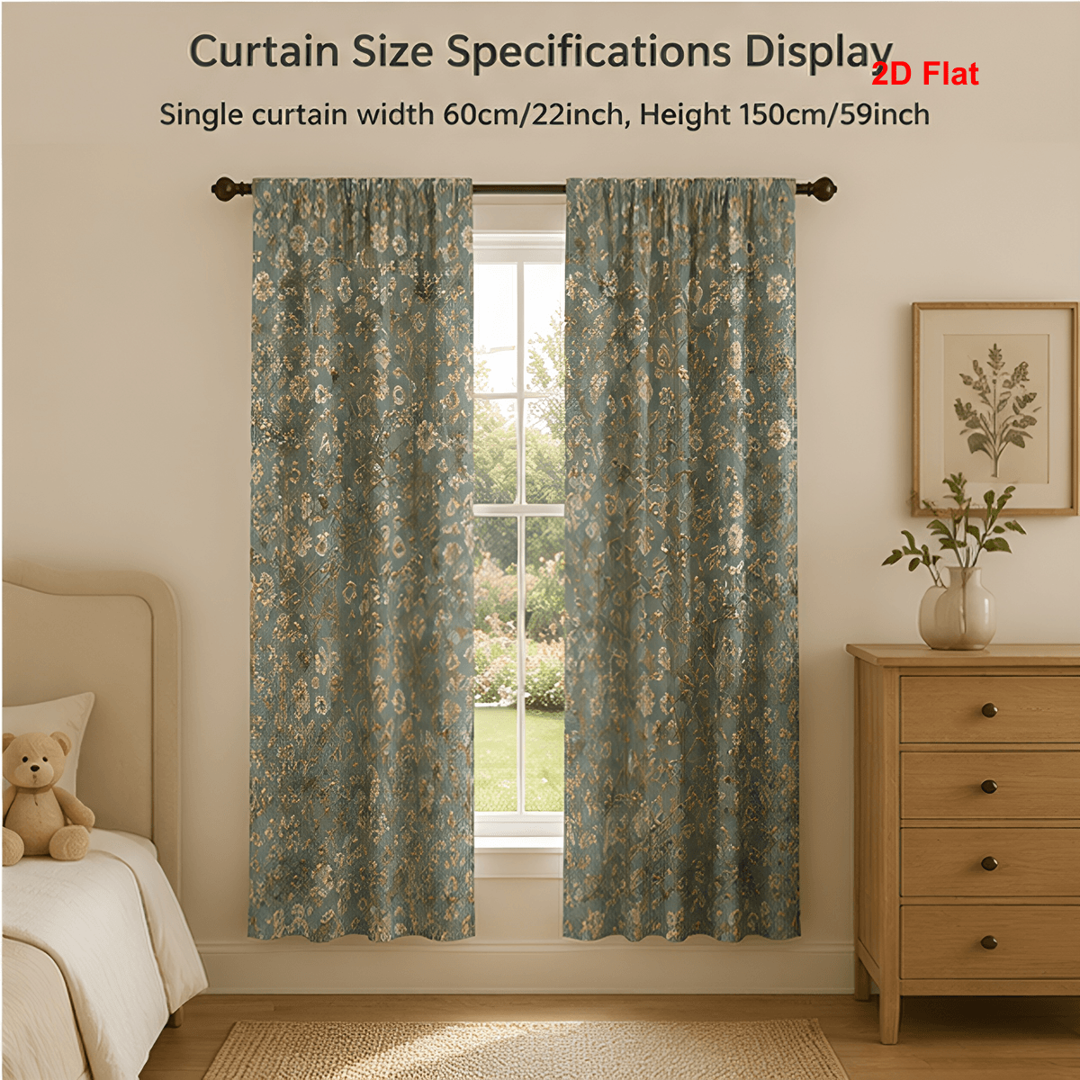 TEMU 2d Flat - 2pcs Thermal Insulated Sun Blocking Window Treatments With Soft Breathable Fabric In Elegant Neutral Tones, Easy To Carry For Room