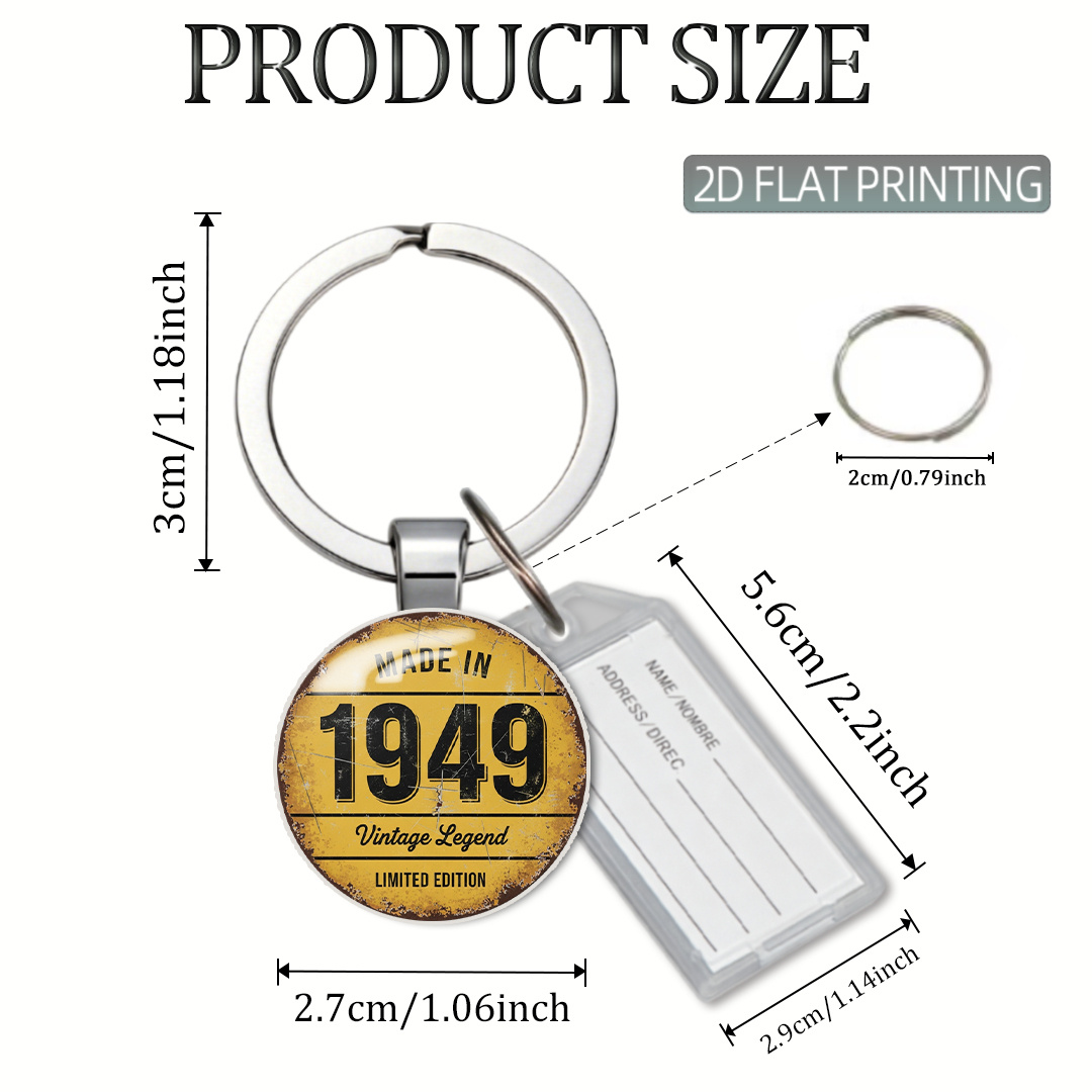 TEMU 1pc, Born 1949 Key Chain, Includes Classification Cards, Applicable To Backpack Charms, Wallet Decor, Daily Wear Additions, Keychain Charms,