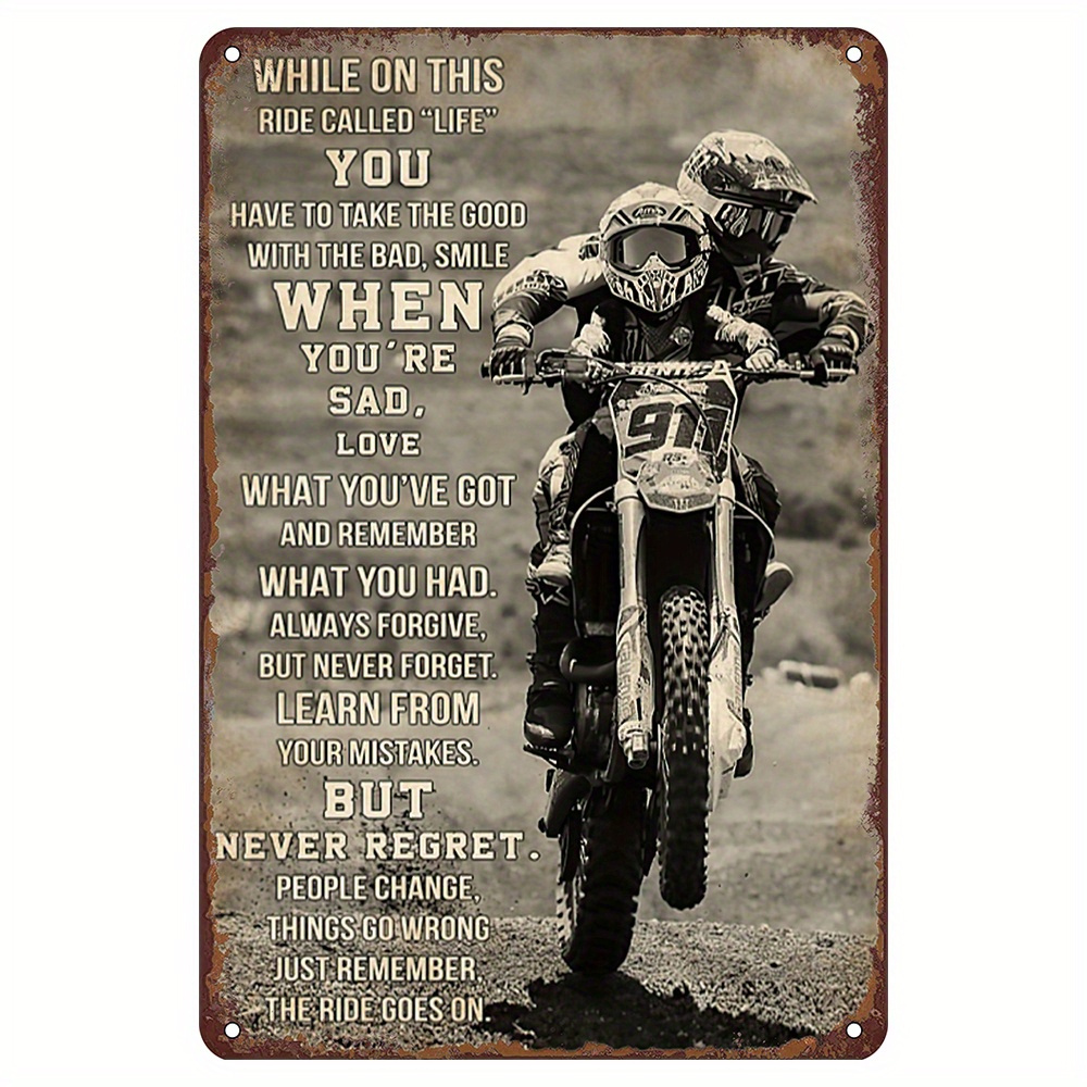 TEMU Plaque en métal fer forgé style vintage pour motard - « Voyage de », Art mural rustique pour la décoration de et du garage, Cadeau idéal pour