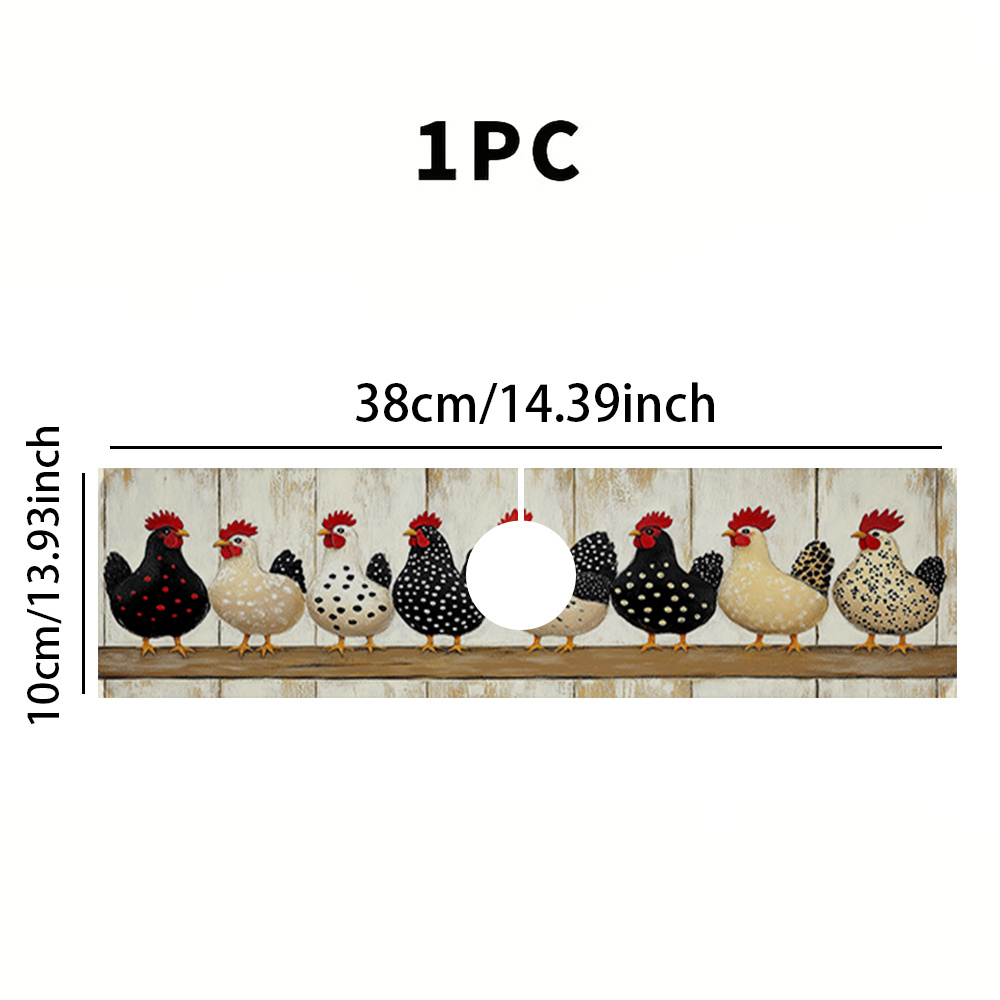 TEMU 1pc Row Of Colorful Chickens On Wood Printed Pattern Tableware Drying Mat Faucet Pad Made Of Polyester Suitable For Kitchen Dining Room Living