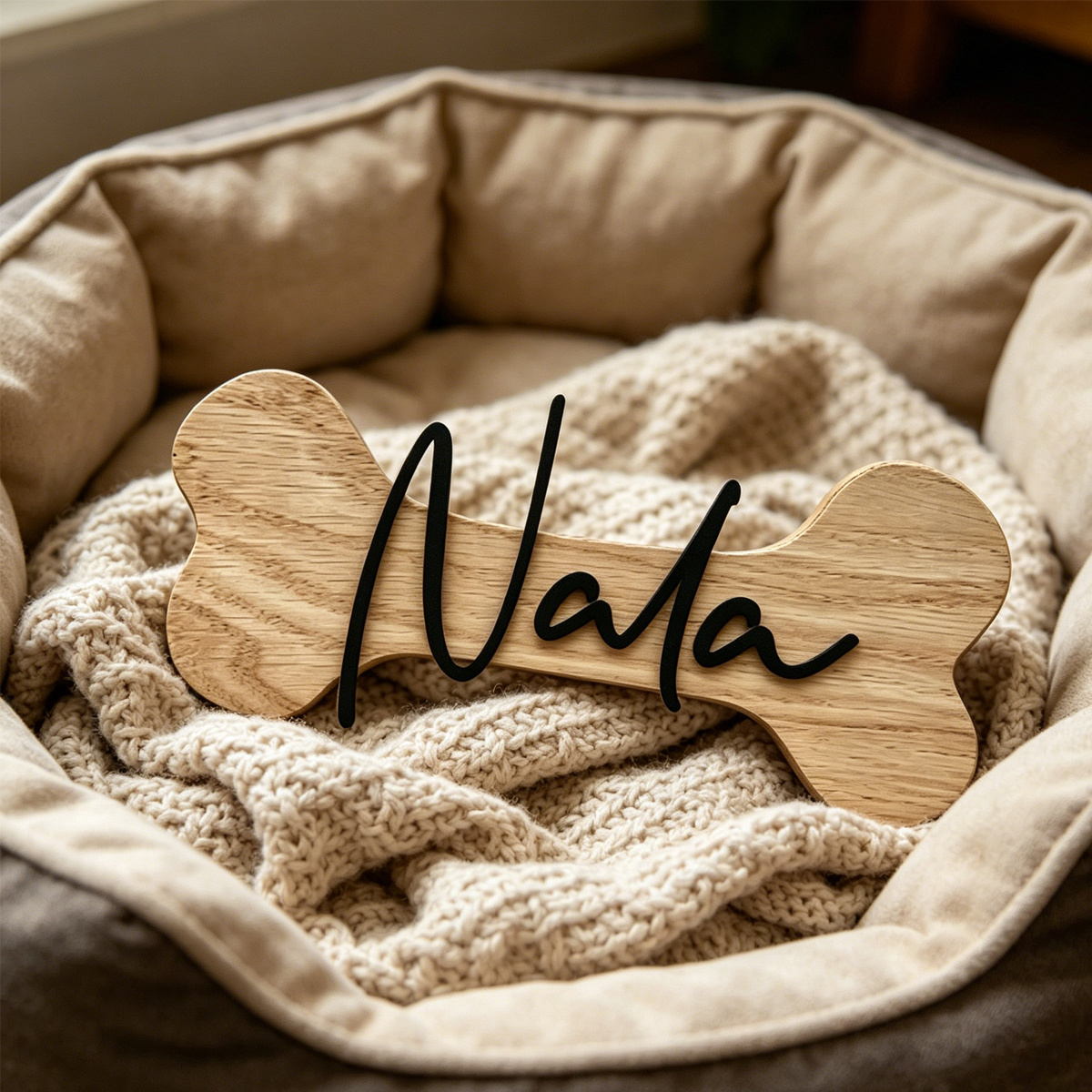 Custom Name/Text Dog Bone-Shaped Double-Layer Nameplate Board