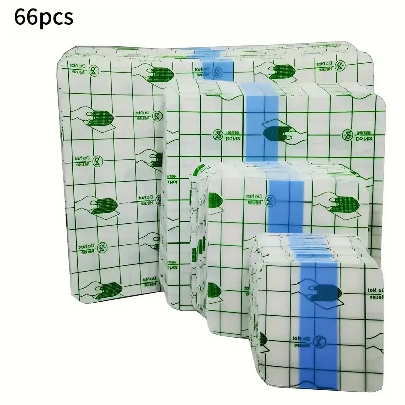 66 Sheet Pu Transparent Bandage| Stretch Dressing, 4 Sizes, Breathable Dressing, Stretchable Bandage For Shower Swimming