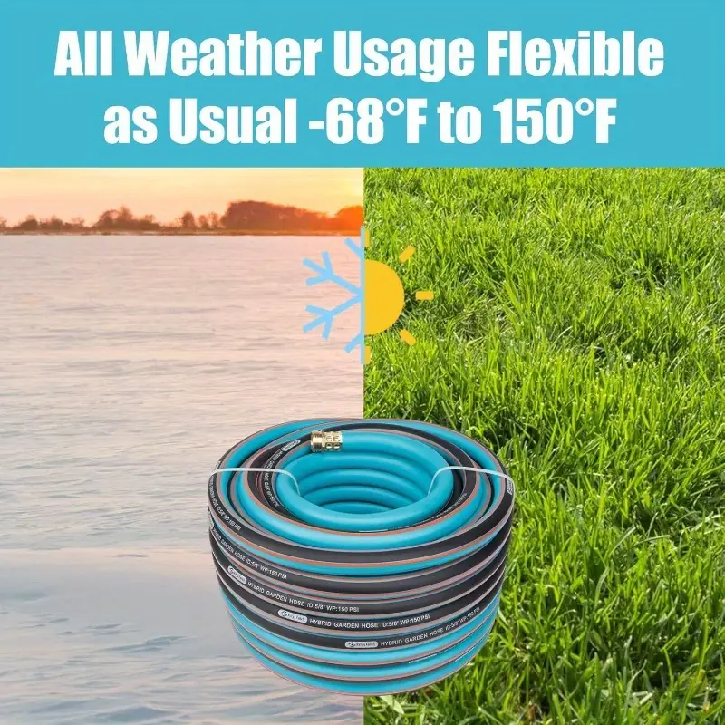 25ft heavy duty flexible garden hose with solid brass fittings & kink-resistant design - outdoor, expandable, retractable, durable & rubber construction with ergonomic grip - ideal for yard, car wash, lawn care, pet washing - us/eu standard threaded (compatible with standard nozzles) - 58 new model, 34 solid brass nozzle, use, & kink-free for heavy-duty tasks, extendable garden hose, water garden hose with nozzle, Product details 4