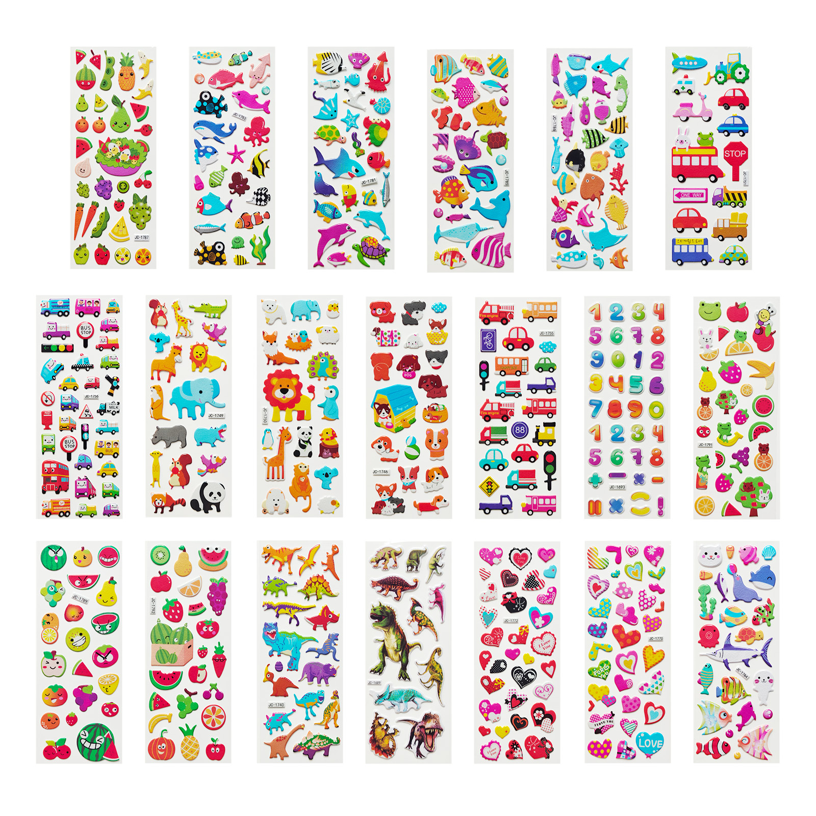 Image of 20 Sheets Of 3d Puffy Stickers Featuring Cartoon Themes, Perfect For Imaginative Play. Reusable Stickers Leave No Residue And Are Ideal For Classroom Rewards And Birthday Presents