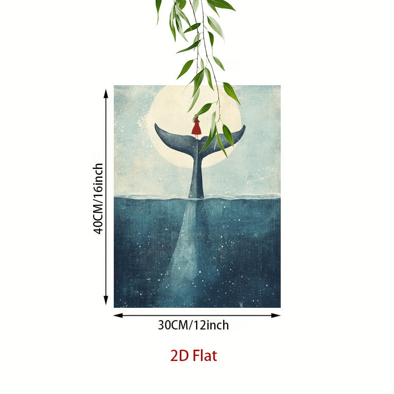 TEMU 2d Flat, 2d Flat, A 2d Flat Canvas Art Piece Featuring A Little Girl The Back Of A , This Poster Showcases Anime Style And A Trendy Vintage Wall
