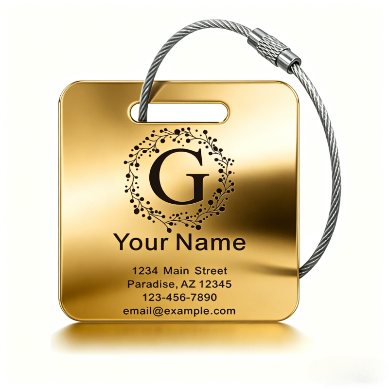 TEMU 1pc Custom Stainless Steel Tag Backpack Travel Bag Travel Card Id Stainless Steel Wire Key Chain Stainless Steel Luggage Tag