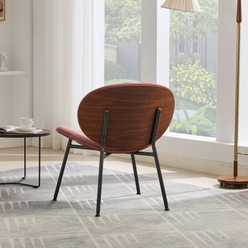 Mid-Century Modern Shell Chair - Single Side Accent Lounge Chair with Wide Walnut Wood Finish Shell & PU, Curved Wide Suitable for /Outdoor Use - Easy-Clean Cover, Assembly Required (for,, Bedroom)