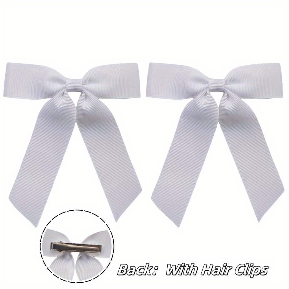 2pcs Solid Color Bow Short Tassel Hair Clip Set
