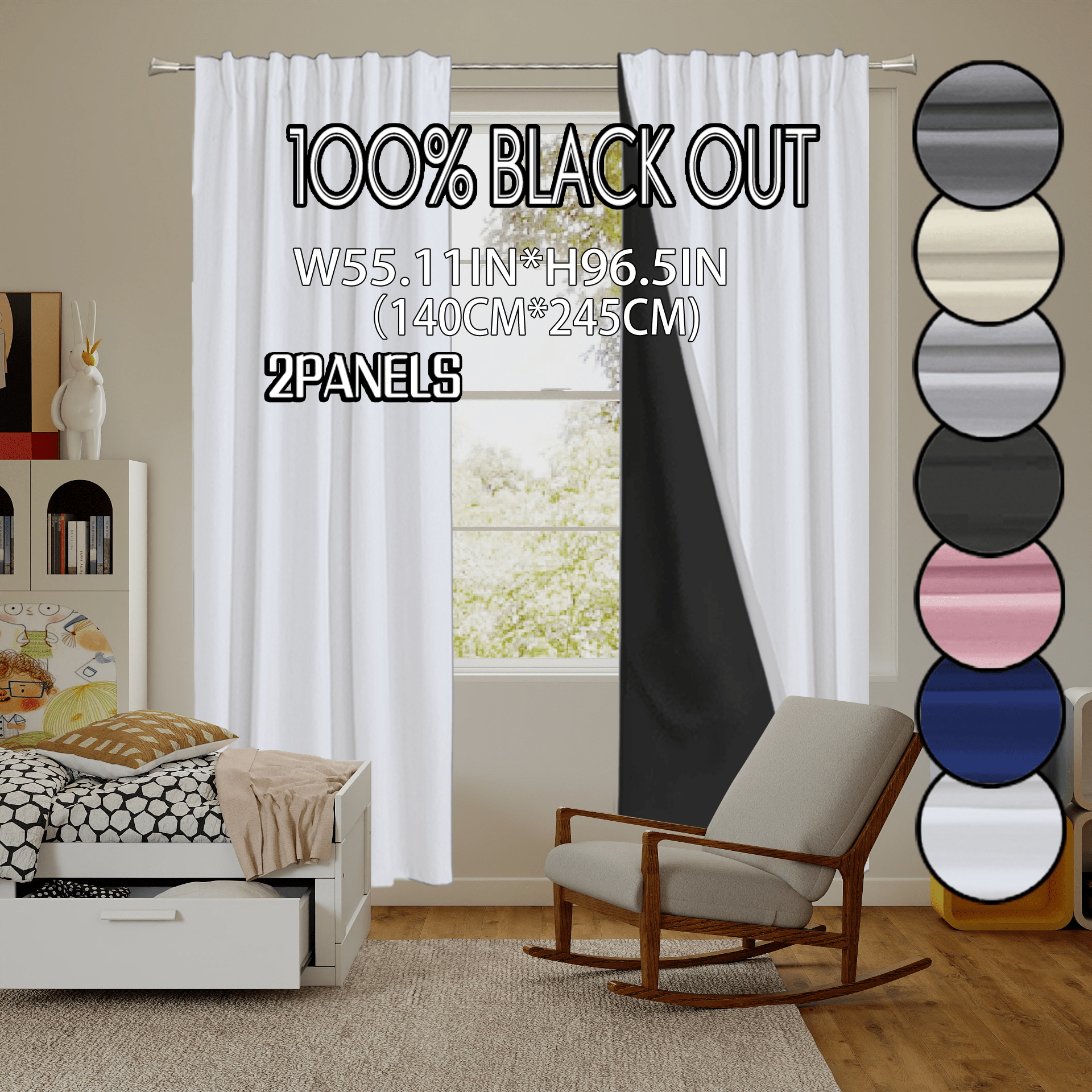 TEMU 2pcs Pack, Polyester Material, Modern Easy Lightweight, Retro Lamination , 100% Blackout Noise Reduction Thermal Curtains, Rod Hanging, Suitable