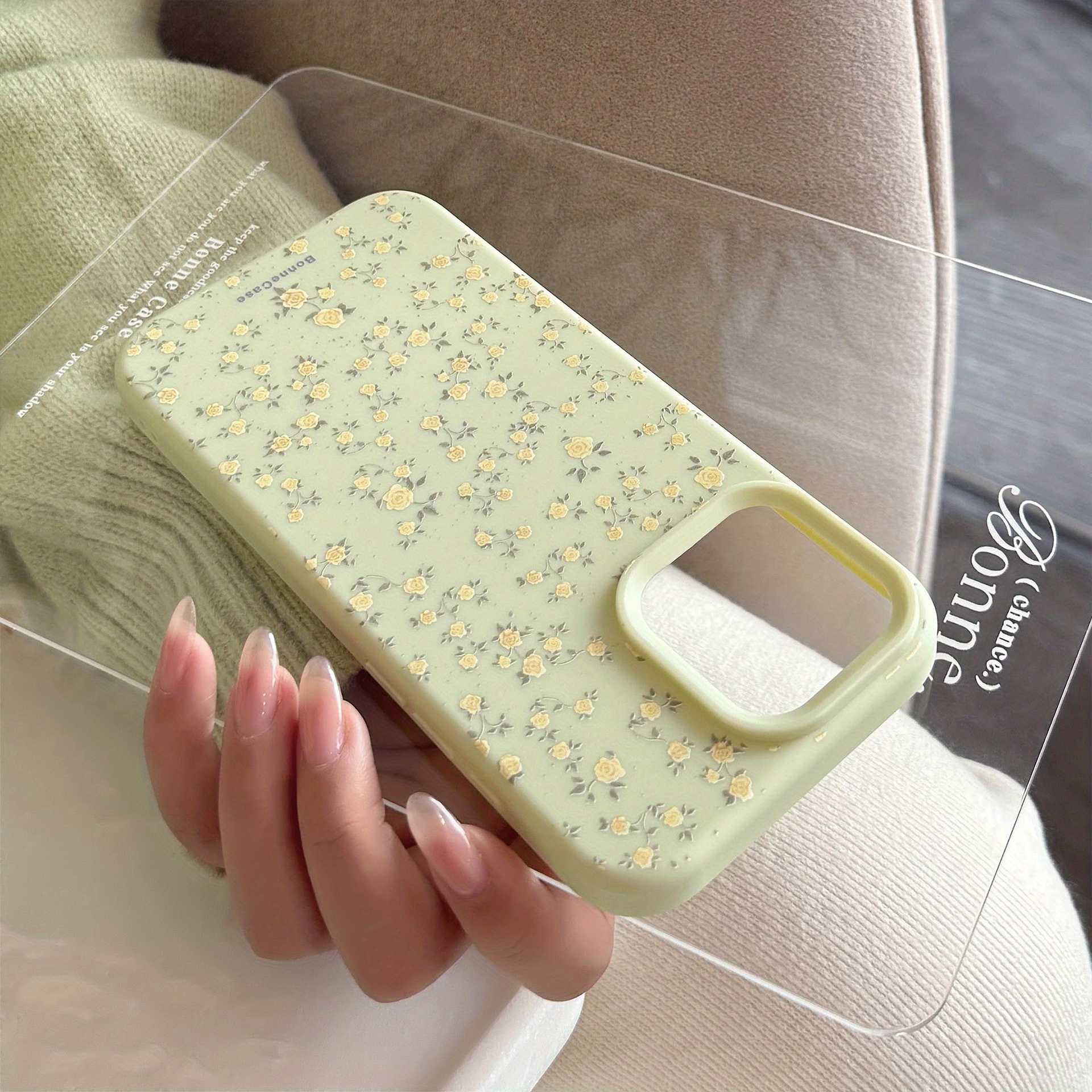 Yellow Small Floral Pattern Suitable for Apple 16 Mobile Phone Case 15pro Max Fresh iPhone 14 Temperament 13 Frosted Soft Shell 11