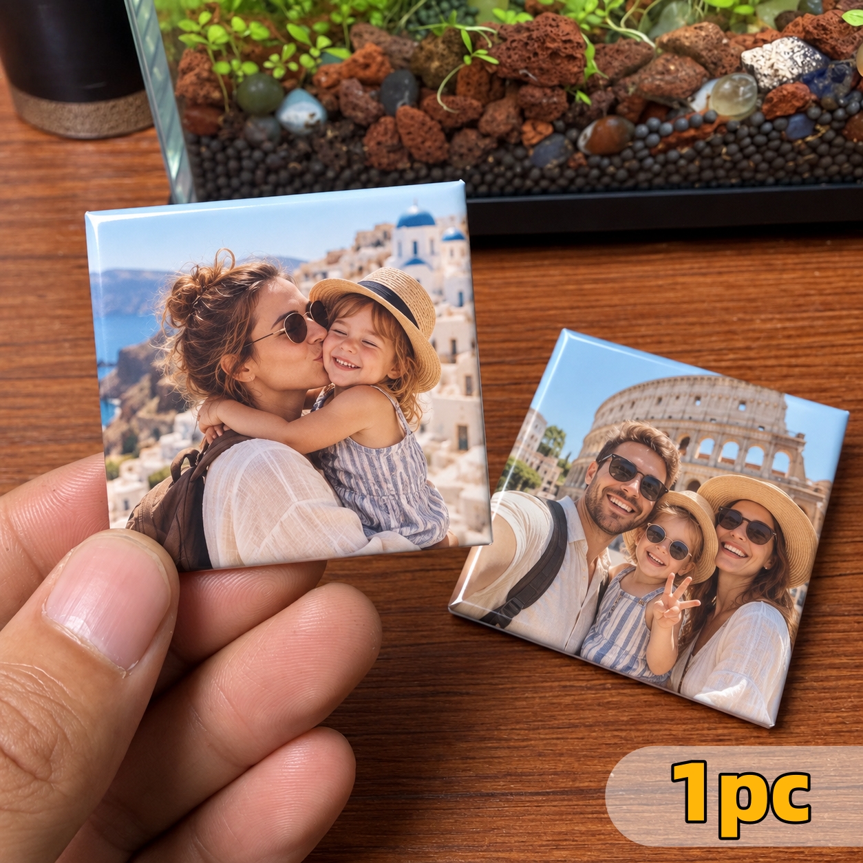TEMU 1pc - Custom Birthday Photo Fridge Magnet, 5cm Square Personalized Refrigerator Decoration, Printed With Birthday Party Photos, Family Memories,