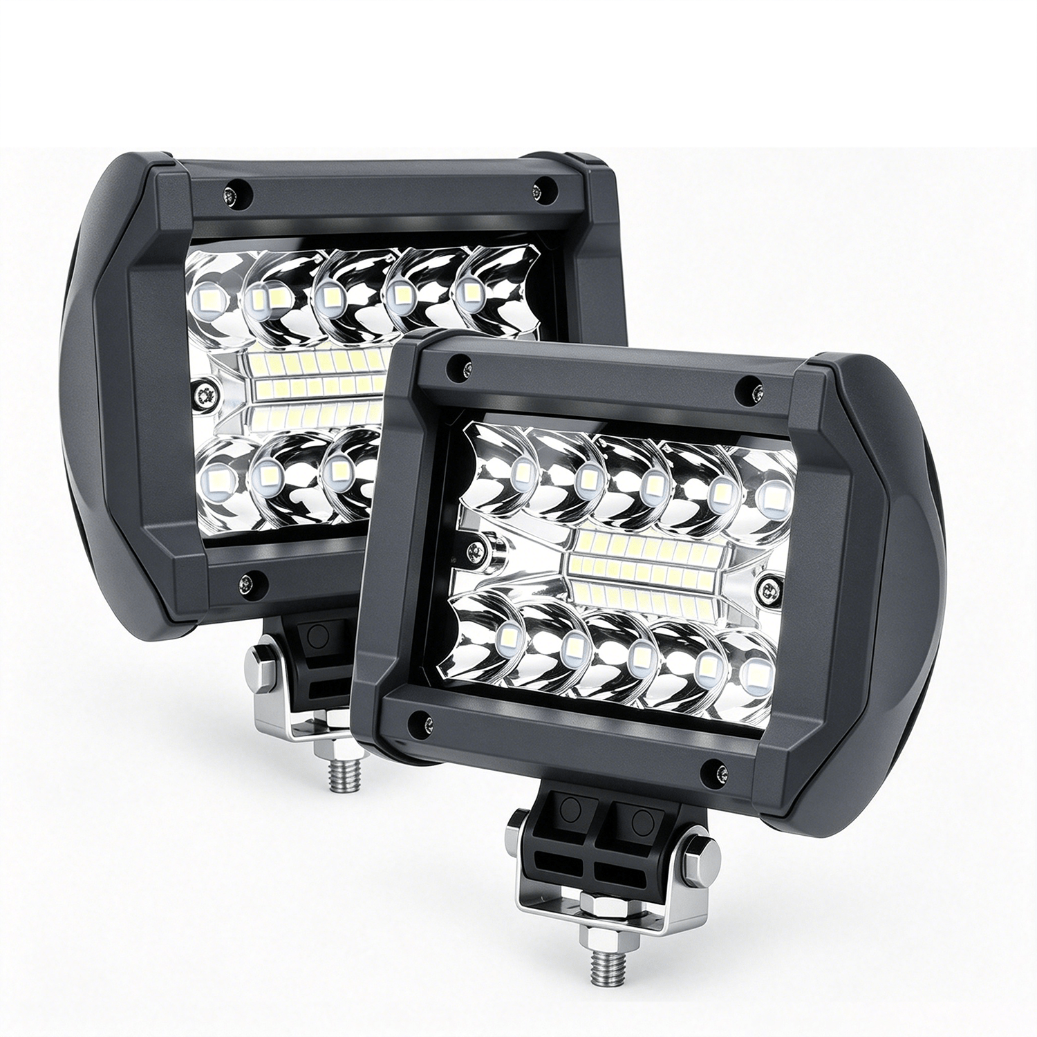 TEMU Led Light Pods 2pcs 4inch Flood Spot Combo Triple Row Driving Lamp Roof Bumper Off Road Led Work Lights Pods For Van Wagon Car Pickup Golf Cart