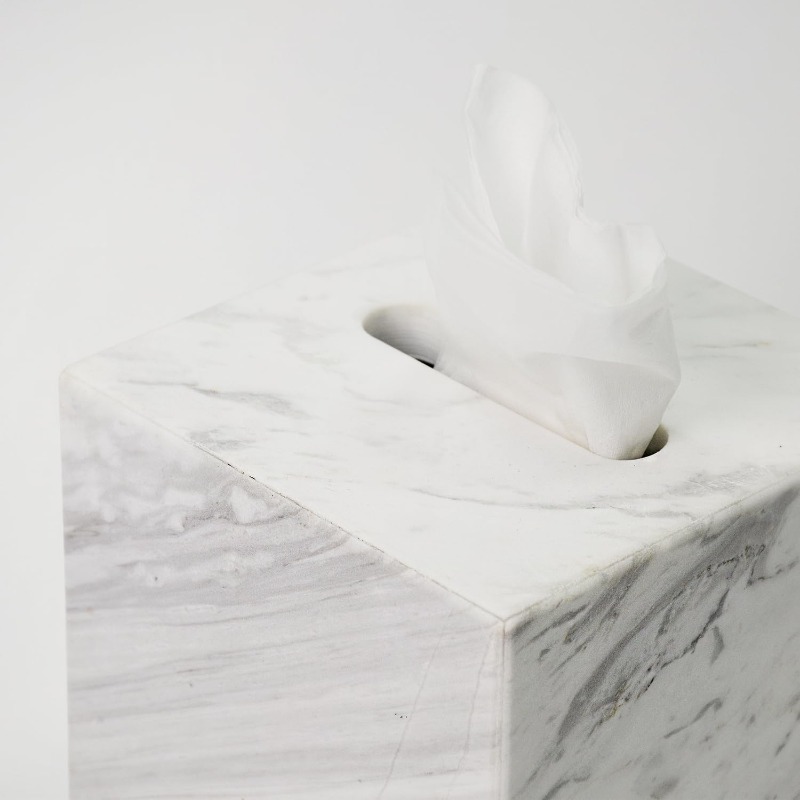 1pc extra large tissue box holder with   - heavy-duty natural marble construction, removable lid & acrylic base - modern bathroom, living room, office decor - luxury napkin dispenser for marble countertops - easy-  (5.6” wide square base) - elegant   tissue dispenser for bathroom, bedroom, or toilet - durable & sophisticated design, tissue holder bathroom Product details 4