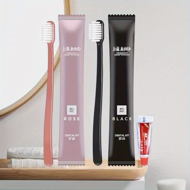 Portable Travel Toothbrushes and Toothpaste Sets, Full-Size Design