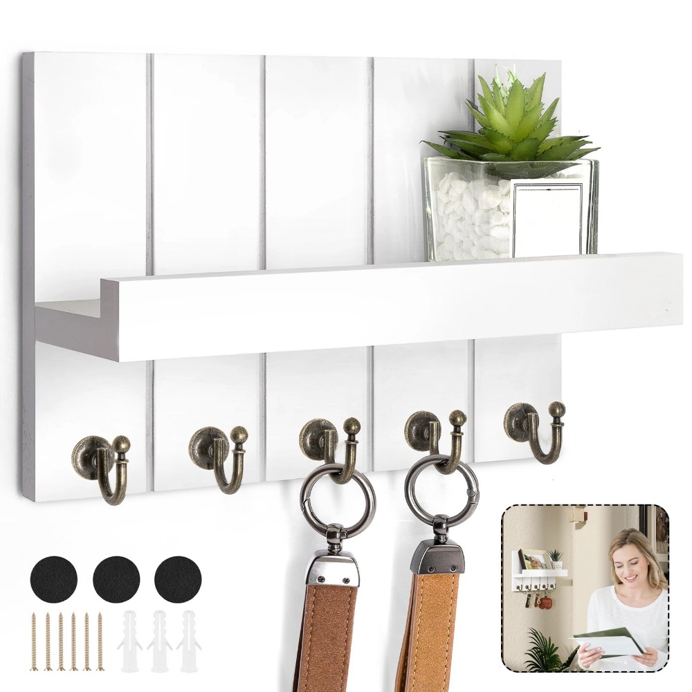 1set Wooden Wall-mounted Storage Rack | , Multifunctional Design, Space-, Overhead Bracket Shelf, Made Of Wood, Brand: Bedee, Utility Racks