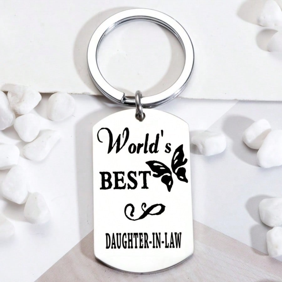 TEMU 1pc World's Keychain, As A Gift For Daughter-in-law Gifts, Stainless Steel Keychain Pendants
