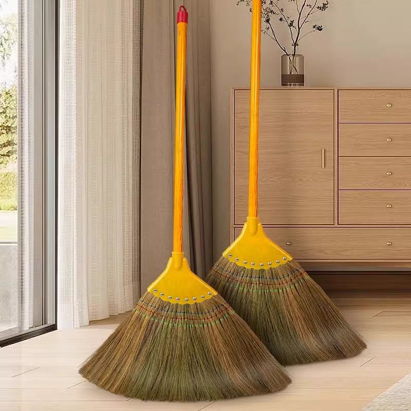 Handmade Thai Style Natural Broom - Extra Long Heavy-Duty Cleaning Broom That Does Not Stick to Hair And Is Suitable for Home, Activity, And Cultural Decoration - Sturdy Asian Grass Construction, Soft Cleaning Tool