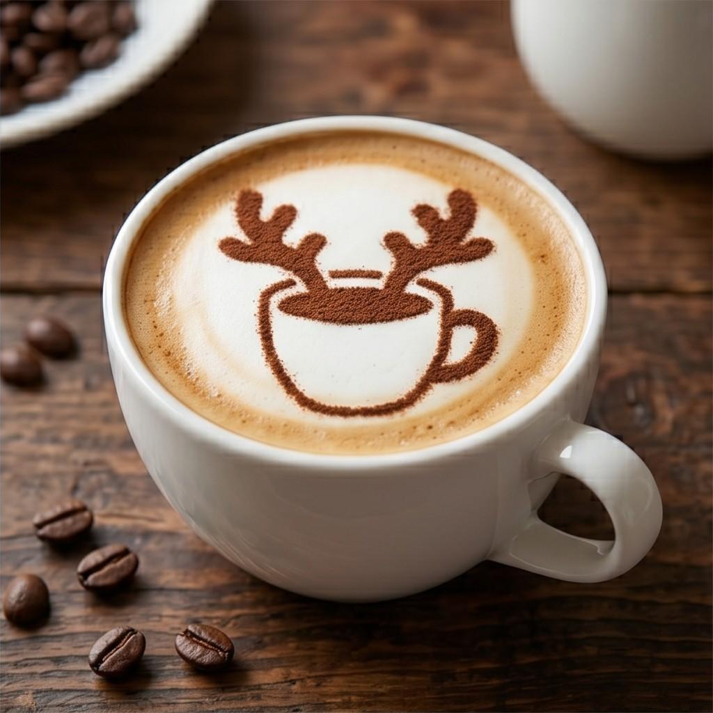 TEMU 4pcs 2d Flat Painting Template, Pattern Content Is A Coffee Cup With Antlers, Painting Mold Tool