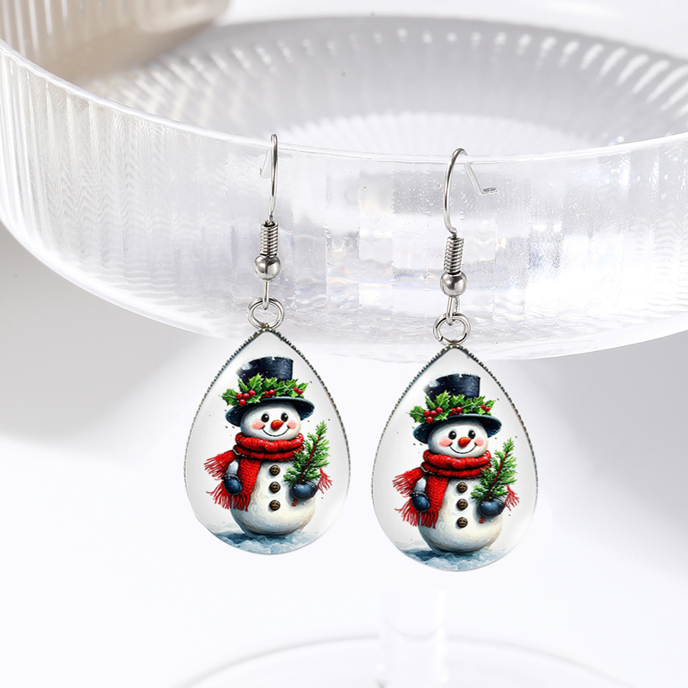 TEMU A Pair Of Handmade Glass Drop Earrings Featuring Smiling And Water , Without Battery