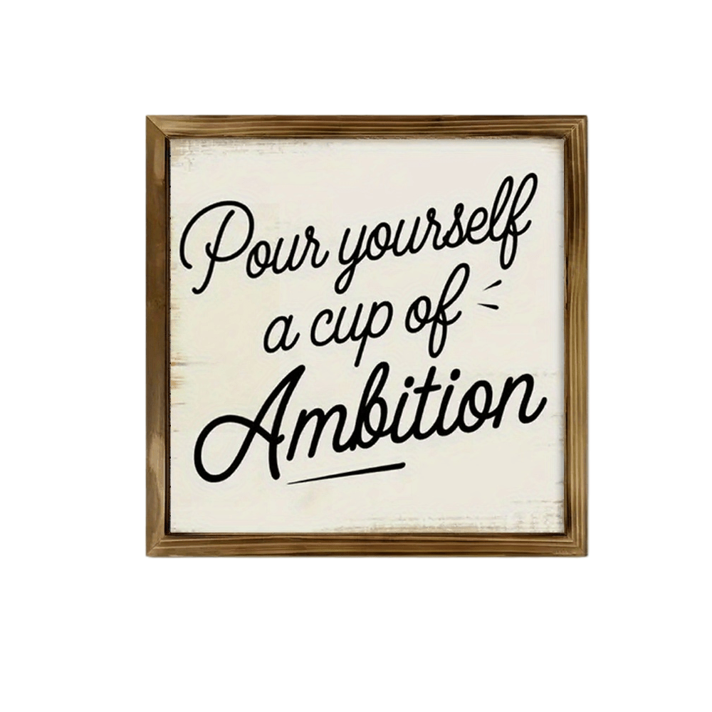 TEMU Plat 2D, Plaque Murale Plate 2D en Bois, Panneau de de Style Ferme " une Tasse d'", Décoration de Lettrage Motivationnel pour Bureau à Domicile,