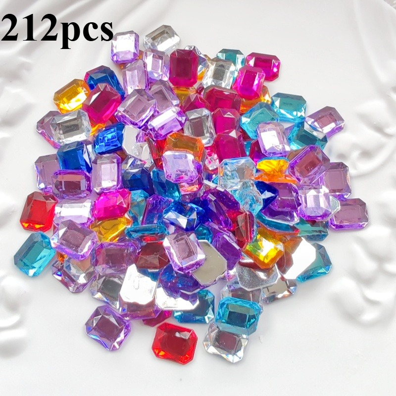 TEMU 212pcs 1.0 X 0.8cm 0.39 X 0.31in Octagonal Colored Flat-bottomed Acrylic , Very Suitable For Mobile Phone Cases, Clothing, Additions For Shoes