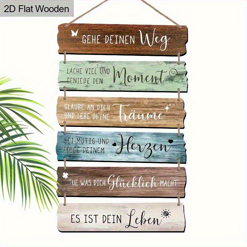 2d Flat, 2d Flat 6pcs Set German Style Wooden Hanging Decor- Style Wall Decoration, Artificial Vintage Wood, Exquisite Gift , 2d Flat