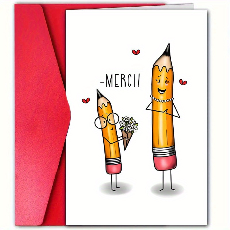 1   french style thank you card with envelope 12cm 18cm a     from students and parents to   teachers and   the best teacher exquisite cartoon pencil themed greeting card