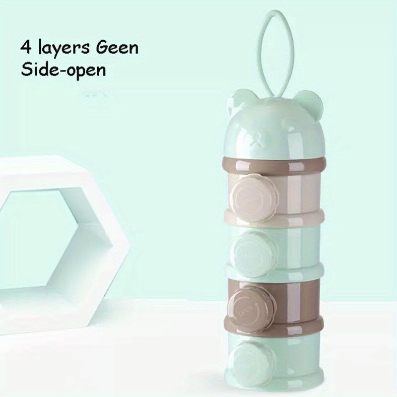 TEMU 3/4 Layer Baby Milk Powder & Formula Dispenser Storage Container With Lid & Spill-proof Design - Reusable Plastic Organizer With Measurement ,