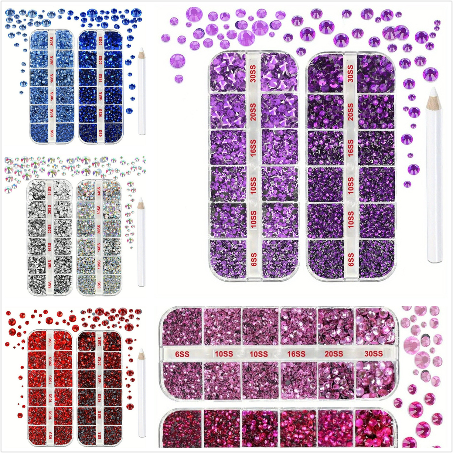 30 Stück Schmetterlings Nagelsteine Mit Strass – 3D Glitzer Dekoration Für Nail Art & DIY