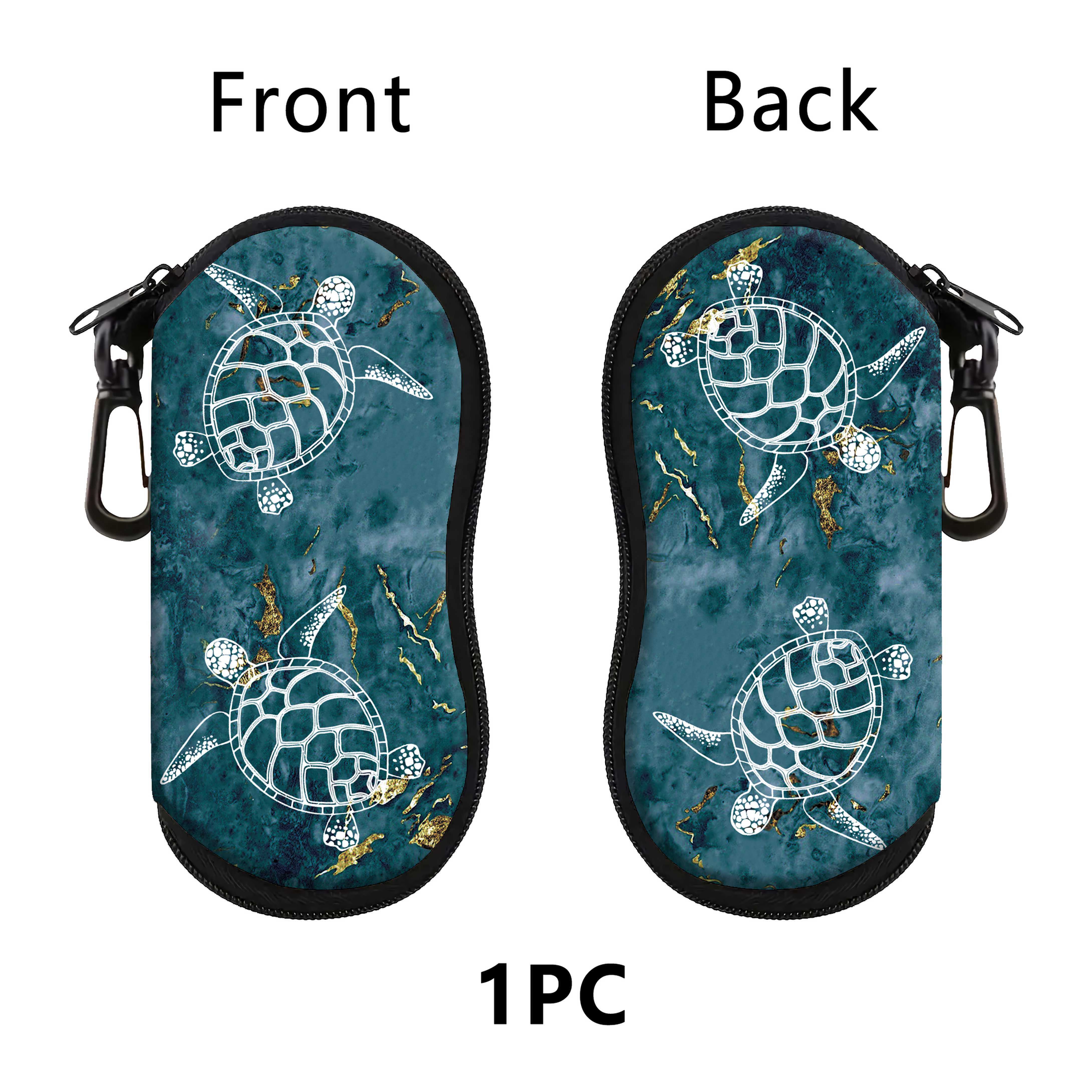 TEMU 1pc Sea Turtle Glasses Case | Portable Zipper Glasses Case, Safety Zipper Eyeglass Pouch, Made Of Acetate