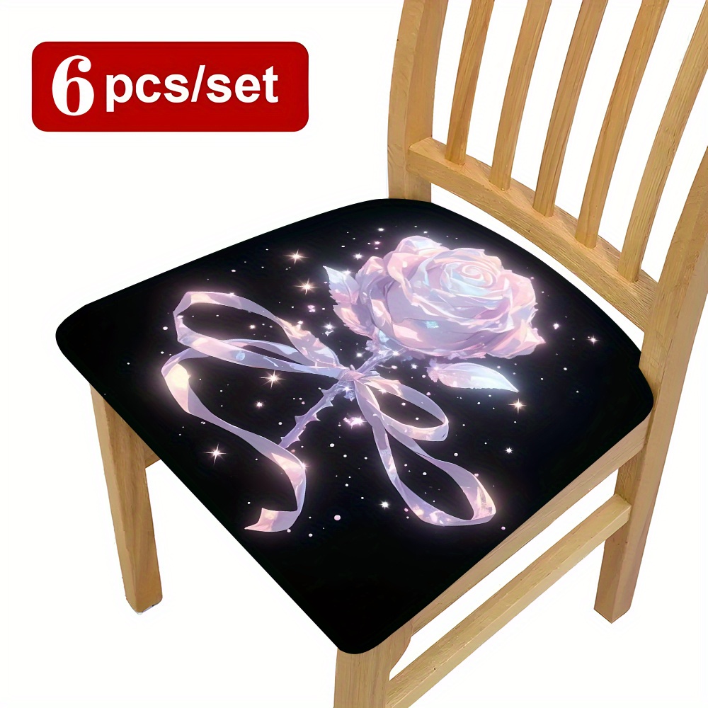 TEMU 2/4/6pcs Set Of Polyester Seat Cushions, Office Chair Cushions For Long Sitting, Four-season Universal Home Dining Chair Cushions